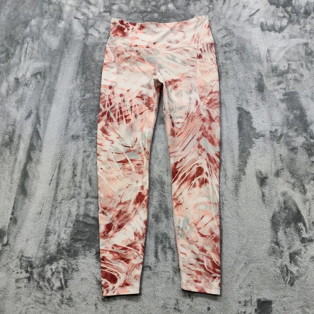 Old Navy Active Pants Womens M Pink Gray Red Powersoft High Rise Leggings Go Dry